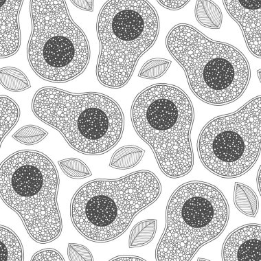 El çizilmiş doodle avokado dikişsiz desen. 