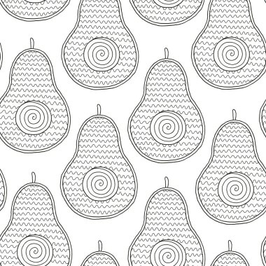 Line doodle sanat avokado dikişsiz desen.