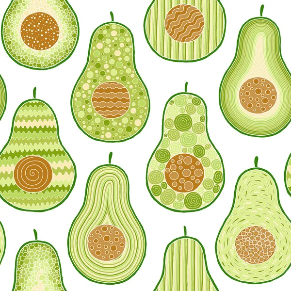 Sfondo senza cuciture vettoriale con fette di frutta avocado — Vettoriale Stock