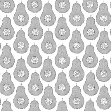 Line doodle sanat avokado dikişsiz desen.