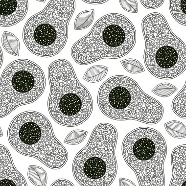 Line doodle sanat avokado dikişsiz desen. 