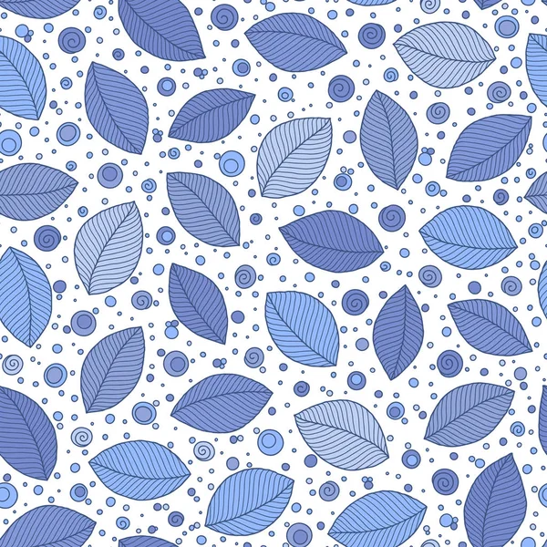 Folhas azuis sobre um fundo branco . — Vetor de Stock