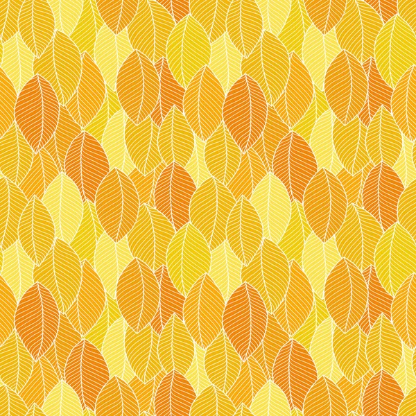 Nahtloses Muster mit handgezeichneten orangefarbenen Blättern — Stockvektor