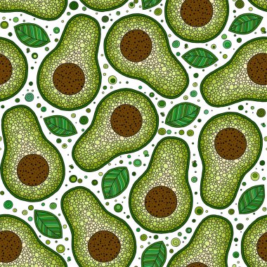 El çizilmiş karikatür avokado dikişsiz desen