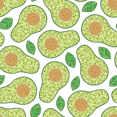 Avokado meyve dilimleri ile vektör dikişsiz arka plan 