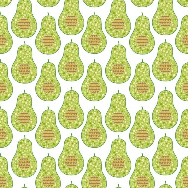 Avokado meyve dilimleri ile vektör dikişsiz arka plan 