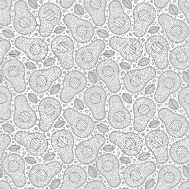 El çizilmiş doodle avokado dikişsiz desen. 