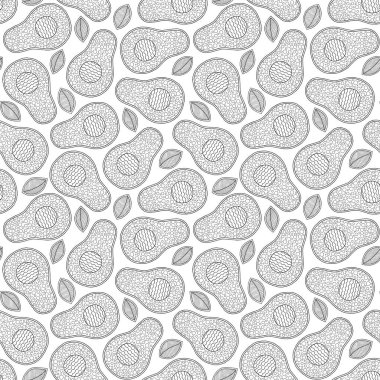 Line doodle sanat avokado dikişsiz desen.