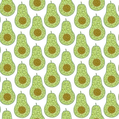 Avokado meyve dilimleri ile vektör dikişsiz arka plan 