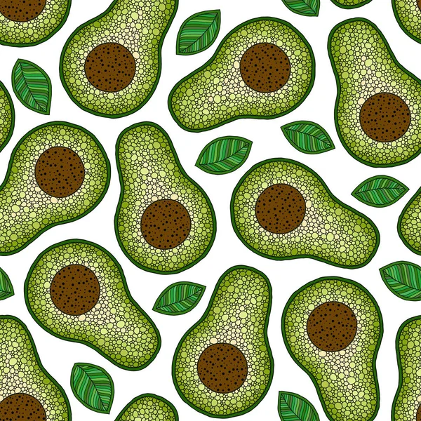Desenhado à mão desenho animado abacate sem costura padrão —  Vetores de Stock