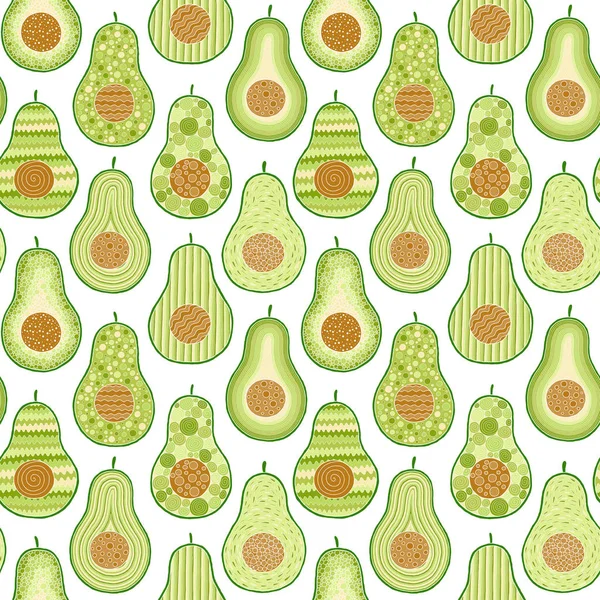 Векторный фон с фруктовыми ломтиками авокадо — стоковый вектор