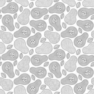 Line doodle sanat avokado dikişsiz desen.