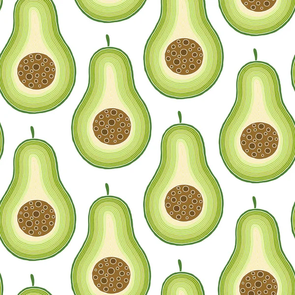 Sfondo senza cuciture vettoriale con fette di frutta avocado — Vettoriale Stock