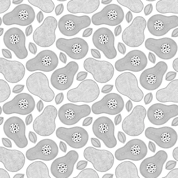 Line doodle sanat avokado dikişsiz desen.