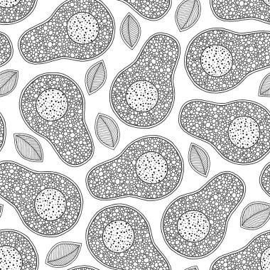 Line doodle sanat avokado dikişsiz desen.