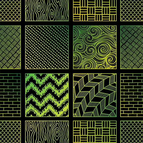 Modèle Vectoriel Tuiles Doodle Mosaïque Dessinée Main Ornement Vert Sans — Image vectorielle