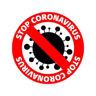Simge İşareti, 2019-NCoV Roman Coronavirus. Enfeksiyon yok ve dur. Tehlikelidir. İzole Vektör Simgesi