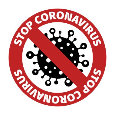 Simge İşareti, 2019-NCoV Roman Coronavirus. Enfeksiyon yok ve dur. Tehlikelidir. İzole Vektör Simgesi