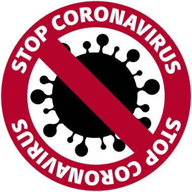 Simge İşareti, 2019-NCoV Roman Coronavirus. Enfeksiyon yok ve dur. Tehlikelidir. İzole Vektör Simgesi