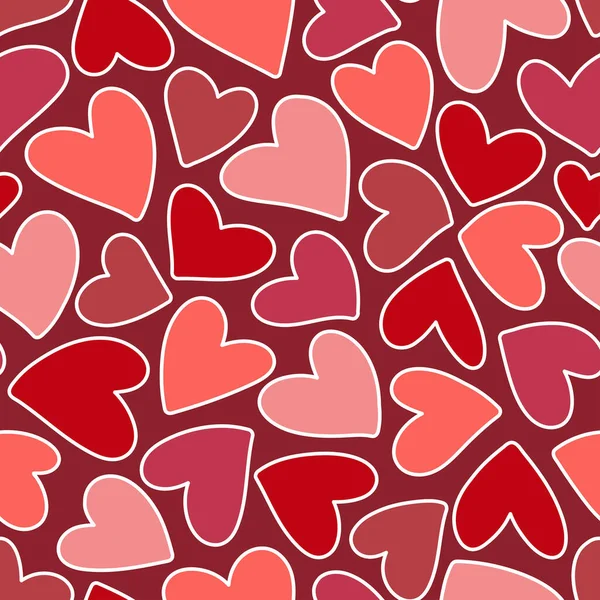Niedliche Doodle Stil Herzen Nahtlose Vektormuster Valentinstag Handschriftlichen Hintergrund Marker — Stockvektor