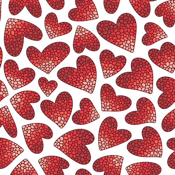 Rote Herzen Auf Weißem Hintergrund Nahtloses Muster Fertige Vorlage Für — Stockvektor