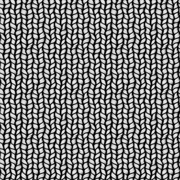 Zwart Gewaagde Vector Naadloos Patroon Met Gestileerde Trui Stof Textuur — Stockvector