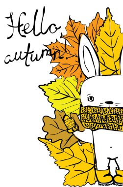 davet için sevimli sonbahar tavşan 