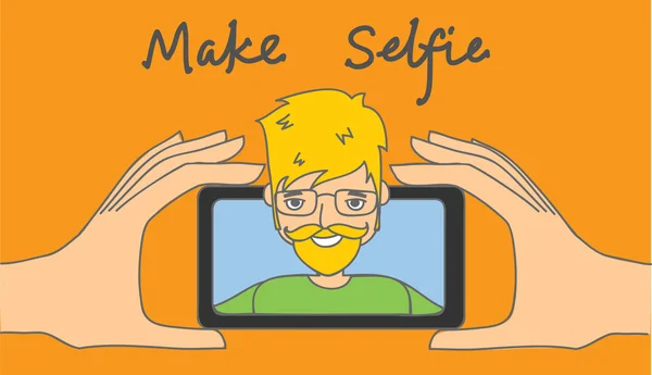De mens maakt selfie — Stockvector
