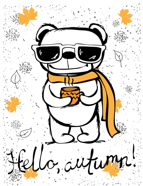 Lindo oso de otoño para la invitación, diseño de la tarjeta de felicitación, impresión de la camiseta, cartel de inspiración . — Vector de stock