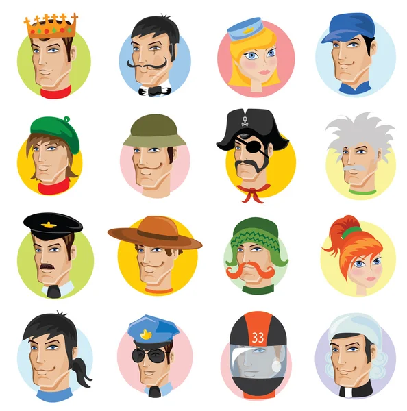 Different cartoon people professions characters set — Stock Vector