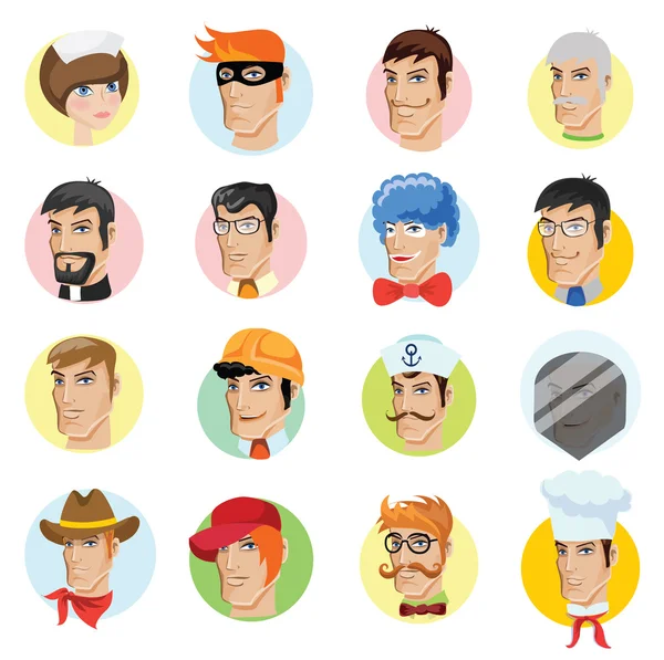 Different cartoon people professions characters set — Stock Vector