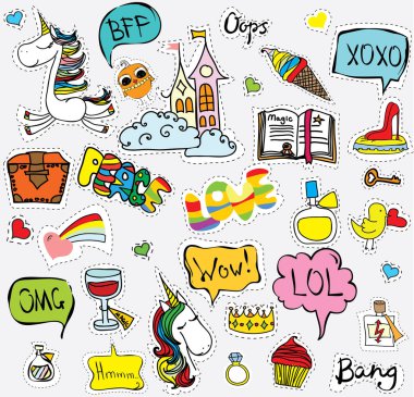 Çizgi film çizgi roman tarzı etiketleri kümesi 