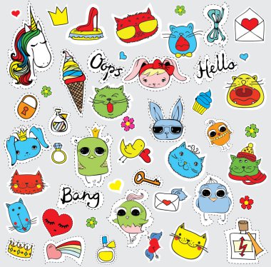 Yama rozetleri karikatür komik tarzı