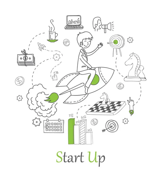 Ideias de negócio esboço de start up — Vetor de Stock
