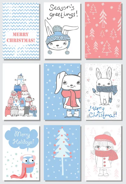 Collection of Christmas greeting cards — Stock Vector