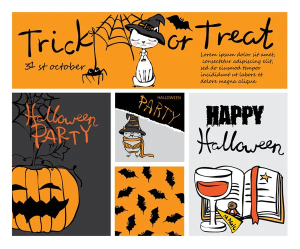 Halloweenfeest banners en kaarten — Stockvector