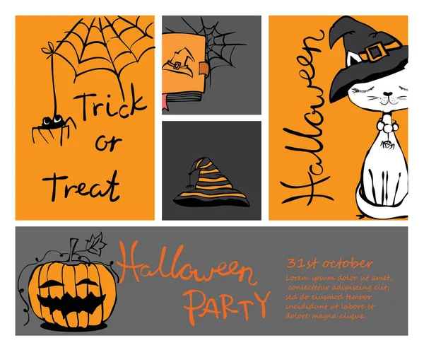 Halloweenfeest banners en kaarten — Stockvector