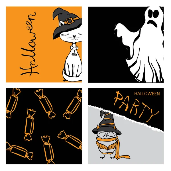 Halloweenfeest banners en kaarten — Stockvector