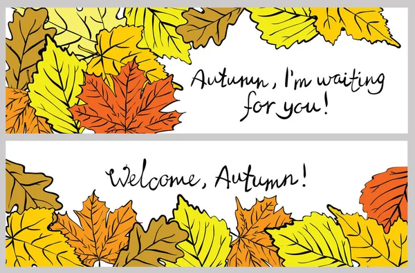 葉と秋の背景 — ストックベクタ