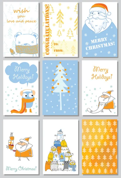 Collection of Christmas greeting cards — Stock Vector