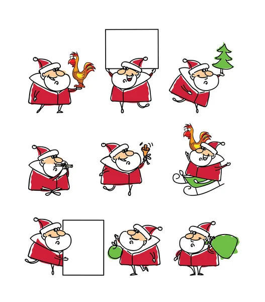 Conjunto de Navidad de santa claus — Vector de stock