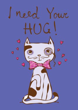 Elle çizilmiş şık kedi