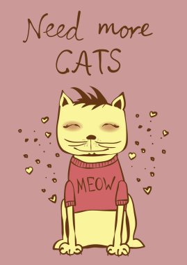 Elle çizilmiş şık kedi