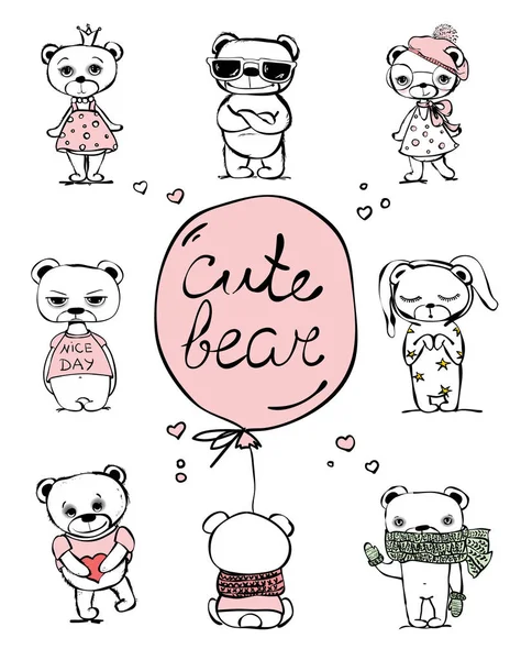 Cool ours impressionnants . — Image vectorielle