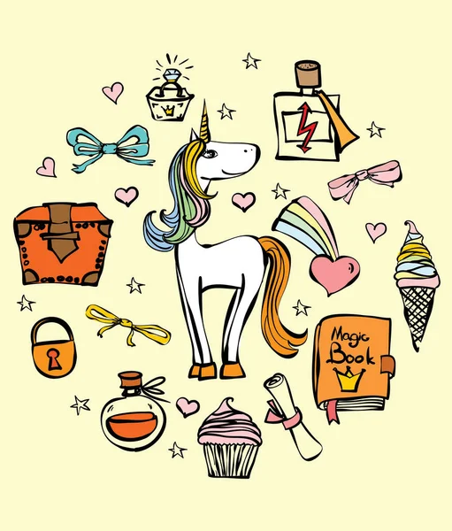 Cartel vintage con unicornio con estilo — Vector de stock