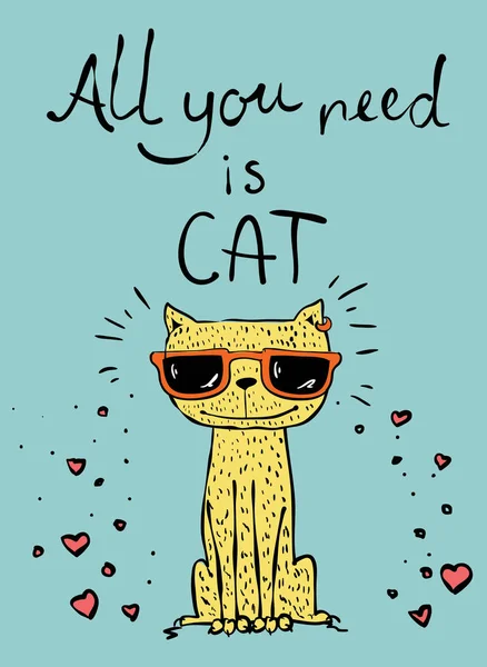 Elle çizilmiş şık kedi