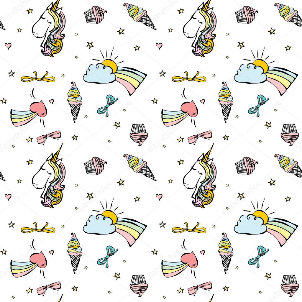 Cute magic unicorns pattern