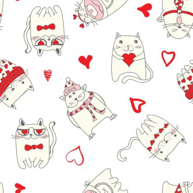 Sevgililer kediler kalp