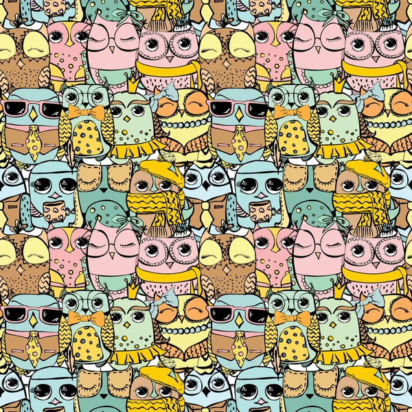 Owls seamless pattern