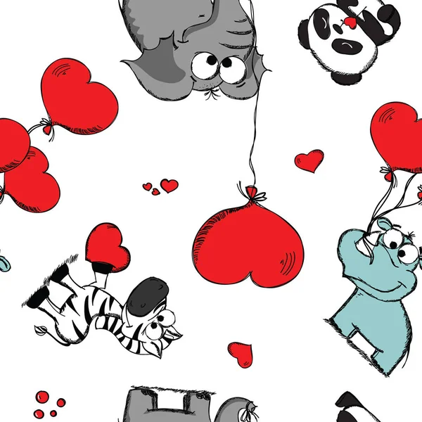 Valentines dieren met hart — Stockvector
